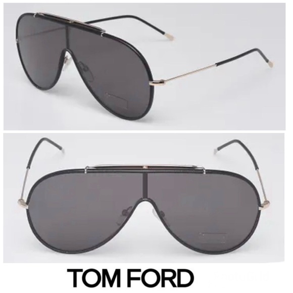 Tom Ford Other - TOM FORD TF671 Mack Black Leather Rose Gold Metal Frame Aviator Large Sunglasses